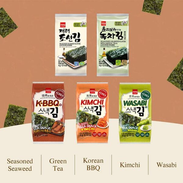 Wang Korean Roasted Seaweed Snack-4g (16x6, 96 Packs) - Image 4